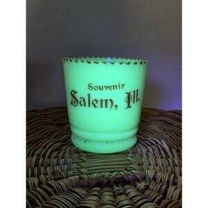 Antique souvenir custard Glass Salem IL. Toothpick Holder SALEM IL SOUVENIR